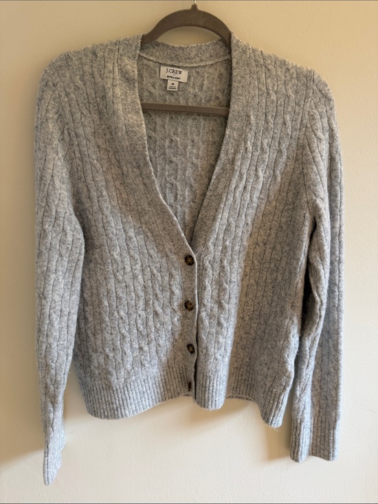 J. Crew Sweaters - J. Crew Light Gray Cable-Knit V-Neck Cardigan